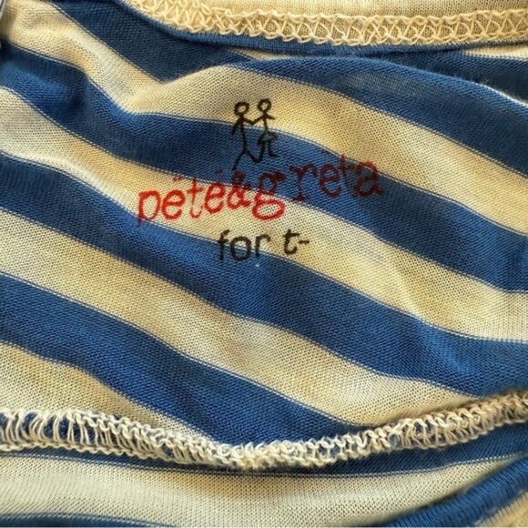 Pete & Greta for T Johnny Was Blue White Striped Batwing Top Small Modal Boxy - Picture 6 of 7